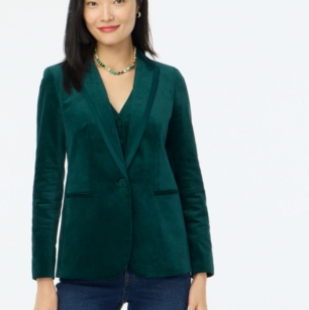 Nwt J Crew Velvet Blazer Green 6